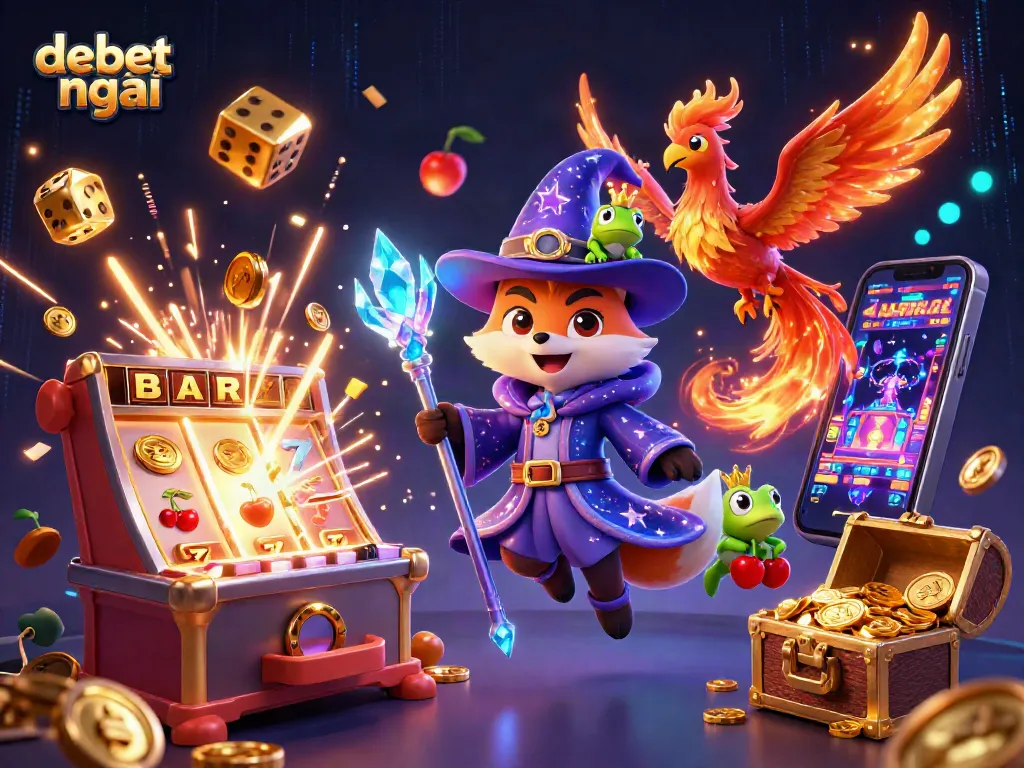 Experience the debet mới world with mystical wizard, phoenix, and captivating casino elements.