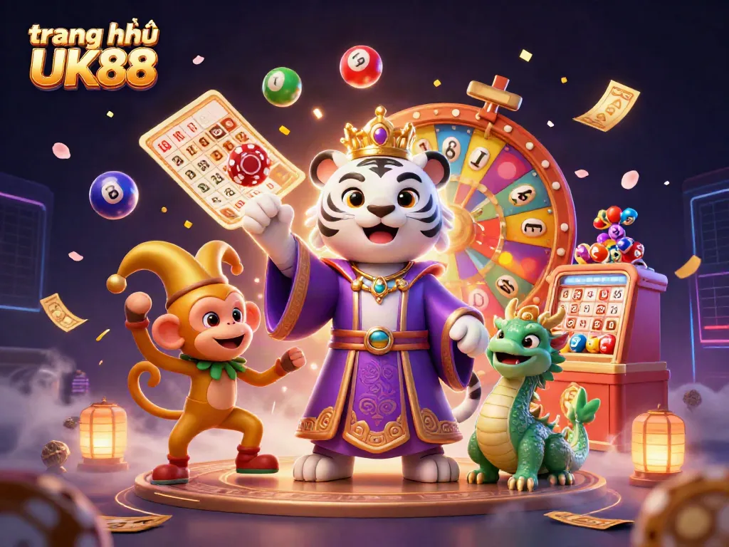 Experience the excitement of trang chủ UK88 with vibrant games and dynamic elements featuring a tiger and monkey.