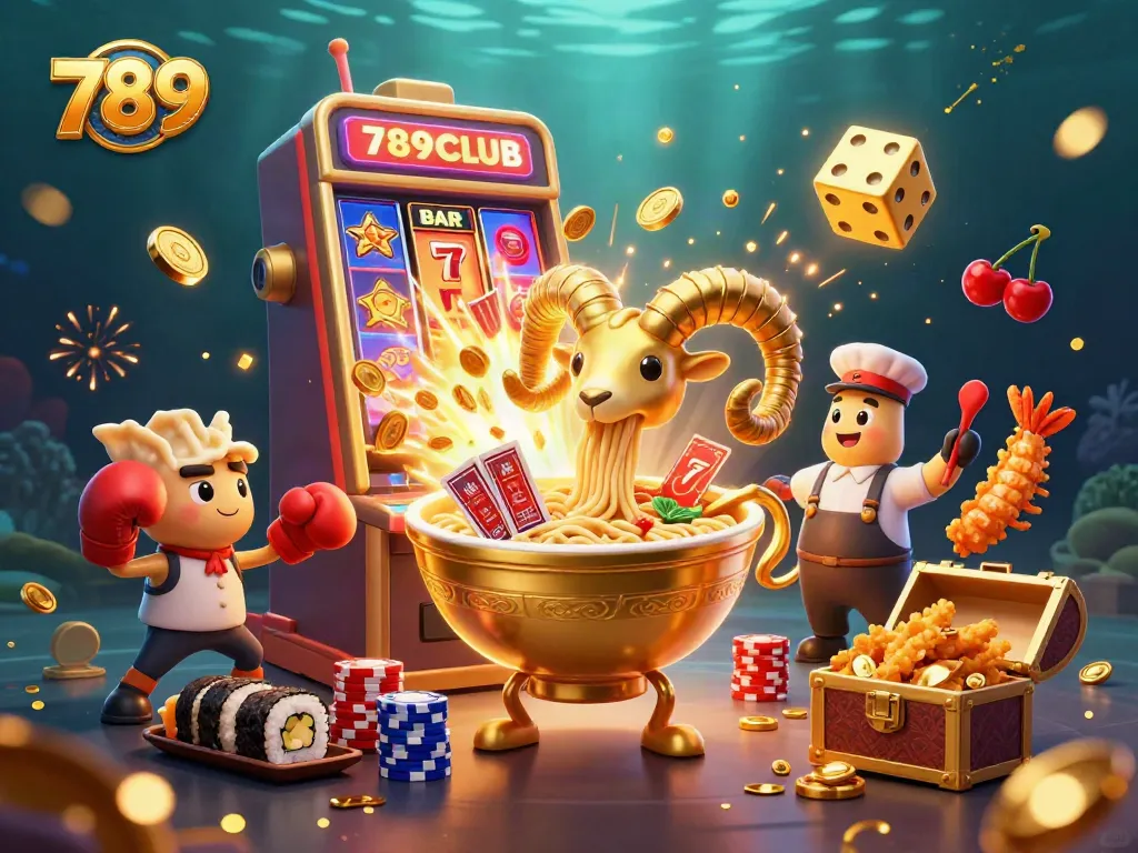 Experience the excitement of 789CLUB with a vibrant 3D casino-themed illustration showcasing fun characters and games.