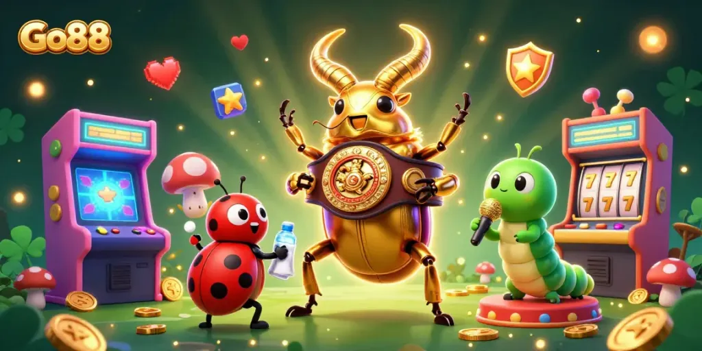 Enhance your gaming experience with Go88's vibrant casino adventure featuring dynamic arcade machines.