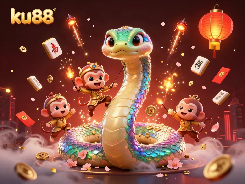 ku88 brings thrilling action to life with playful characters and magical elements in a vibrant casino scene