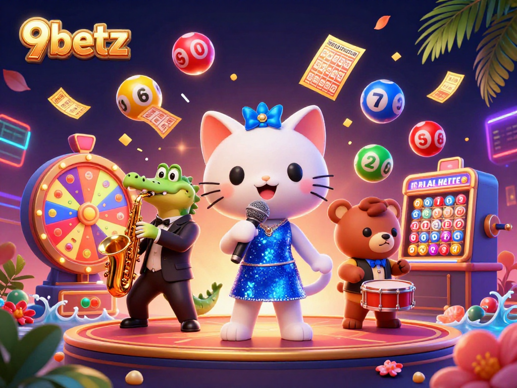 Experience thrilling gameplay at 9betz with our vibrant casino scene featuring lively characters.