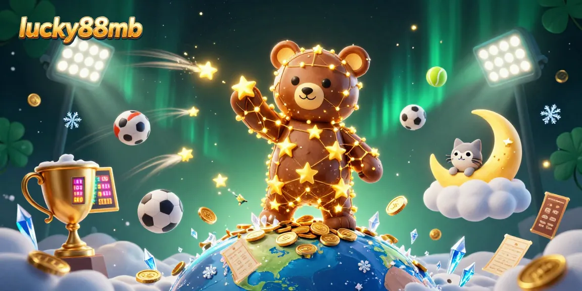 Experience the thrill of winning at lucky88mb with vibrant 3D casino elements and cosmic characters.