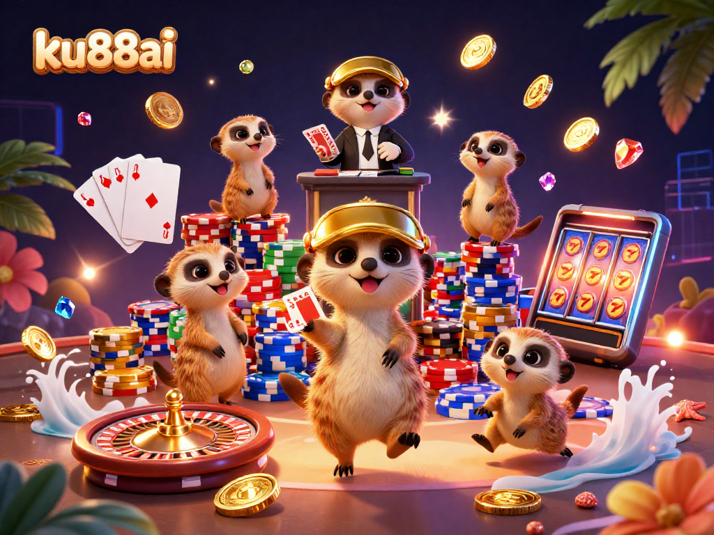 Celebrate winning at ku88ai with dynamic meerkats at an energetic casino scene