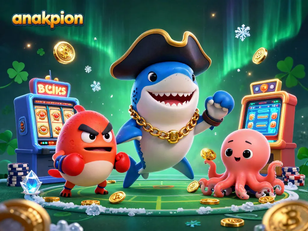 Anakpion's exciting gambling scene featuring pirate characters surrounded by dynamic casino elements.
