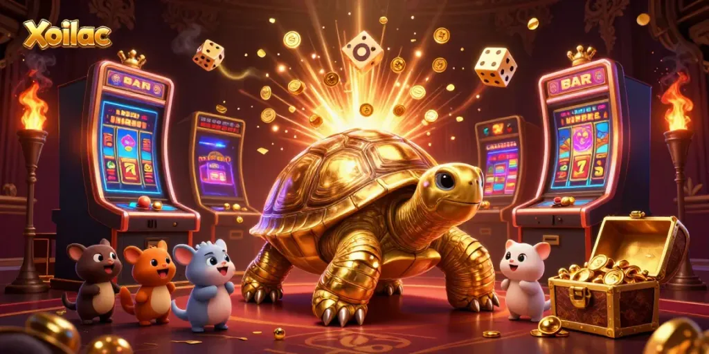 Xoilac brings excitement to online gambling with a vibrant casino-themed scene.
