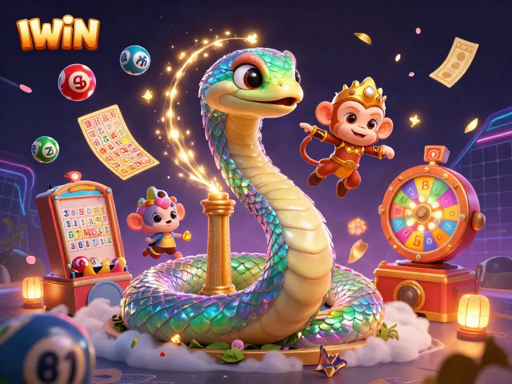 IWIN players enjoying colorful lottery dynamics in a vibrant, action-packed gaming scene