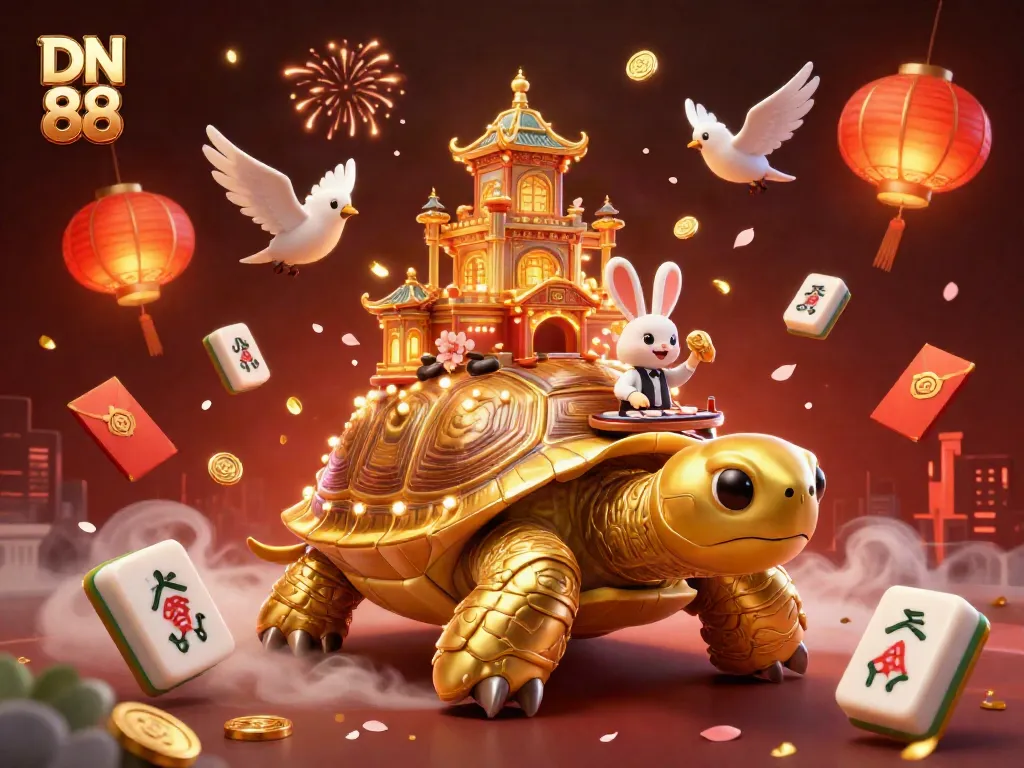Engage in thrilling action at DN 88's vibrant casino, showcasing dynamic 3D characters and festive elements.
