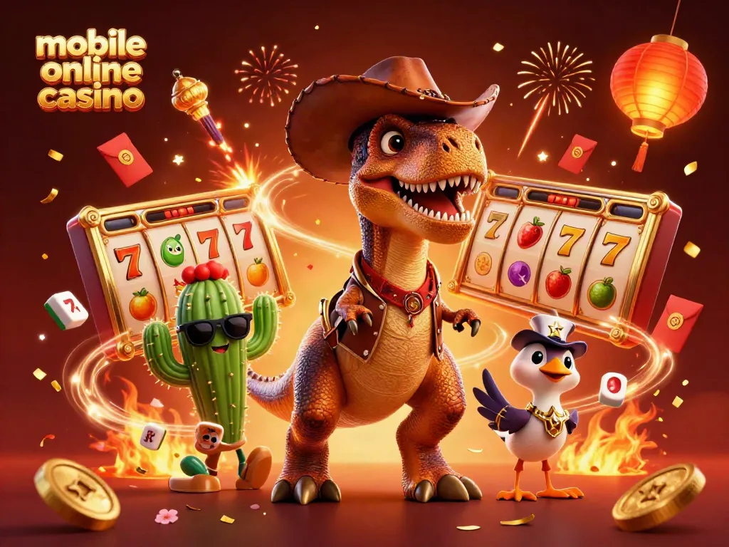 Experience the excitement of a mobile online casino with lively characters and dynamic game elements.