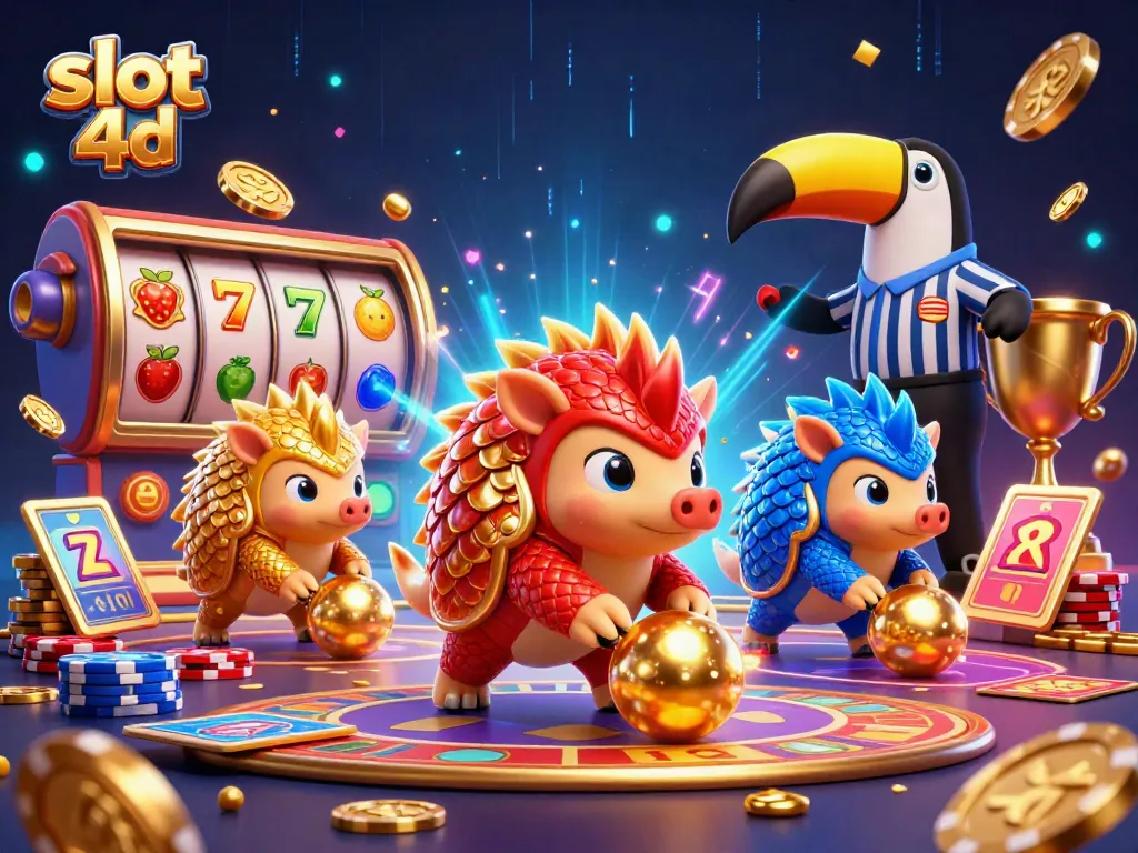 Rival pangolins dalam perang slot 4d dengan tumpukan chip poker dan rol slot emas!