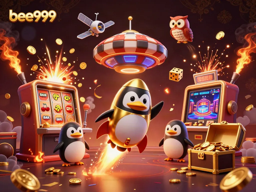 Experience exciting gameplay with bee999 as a golden penguin embarks on a jackpot adventure.