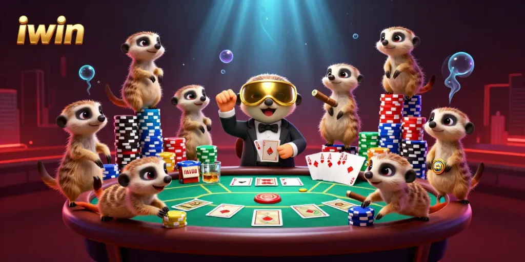 Experience thrilling gameplay with iwin's meerkat casino characters and vibrant poker scene.