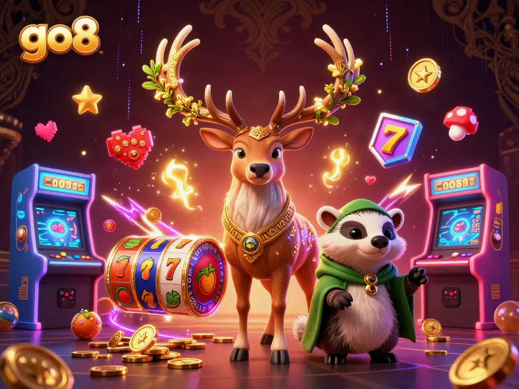 Immerse in the gaming adventure with go8's vibrant slot reels and enchanting 3D characters.