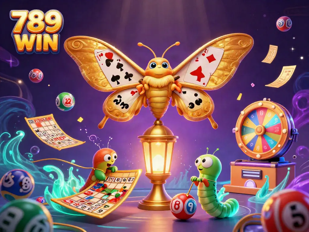 Engage in the vibrant world of 789 WIN with dazzling casino elements and exciting game scenes.