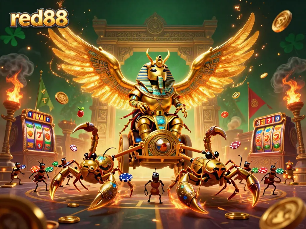 Experience thrilling victories with red88 in this vibrant casino-themed illustration.