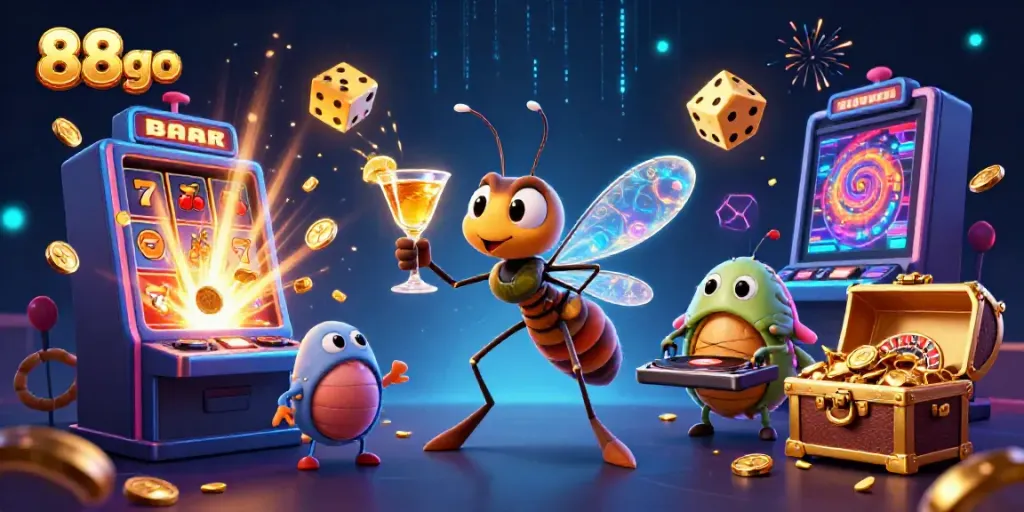 Spin the reels in casino excitement with 88go's vibrant vintage-themed gaming scene showcasing thrilling jackpots.