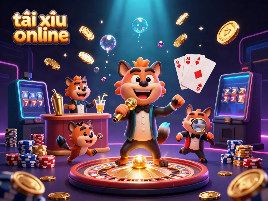 Experience the excitement of tài xỉu online with a vibrant casino atmosphere featuring hyenas in action.