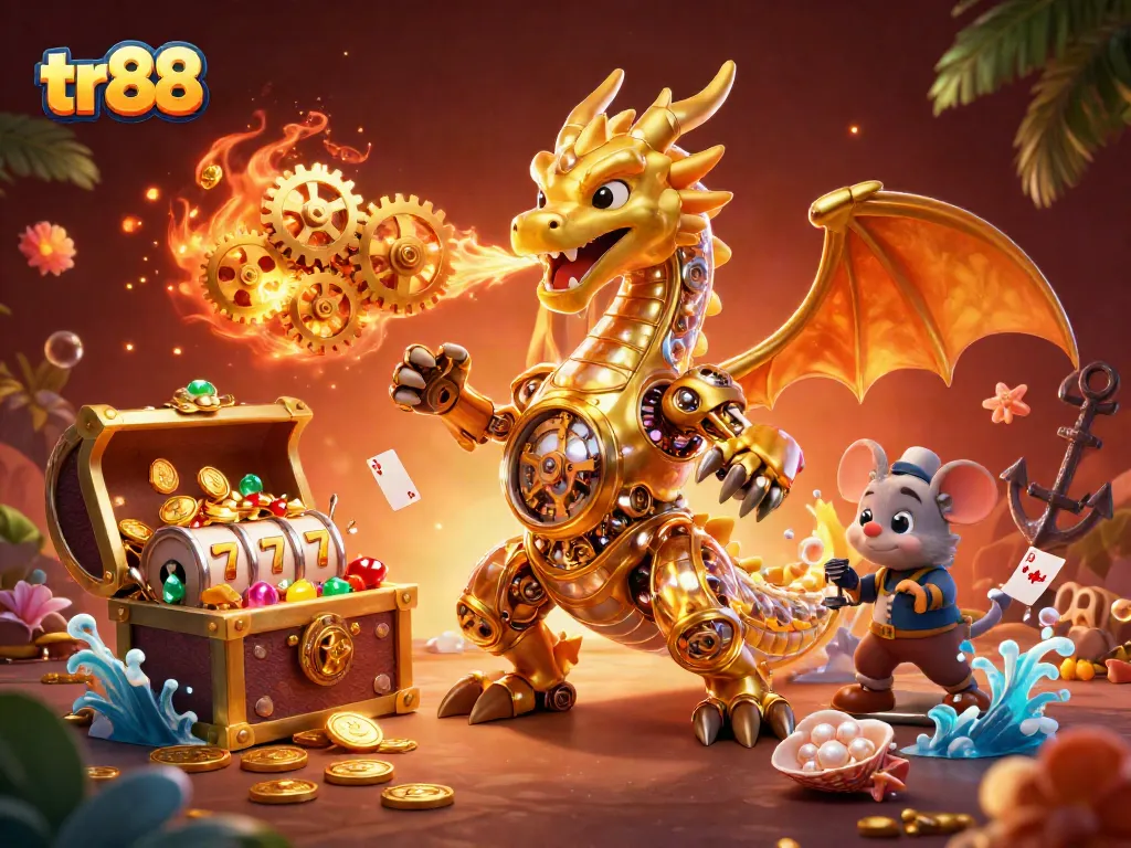 Experience tr88's exciting casino action with a golden dragon and engaging gaming elements.