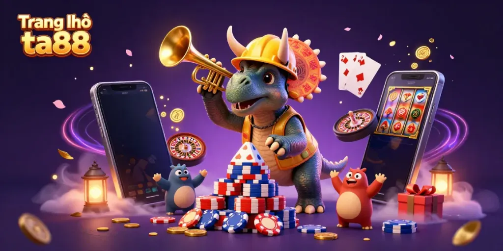 Experience the excitement of Trang chủ ta88 with vibrant casino themed characters and dynamic game elements.