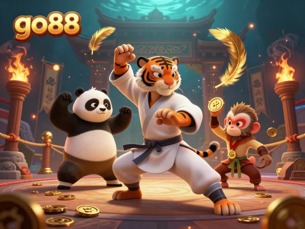 Experience thrilling gaming at go88 with vibrant 3D illustration of animated casino characters.